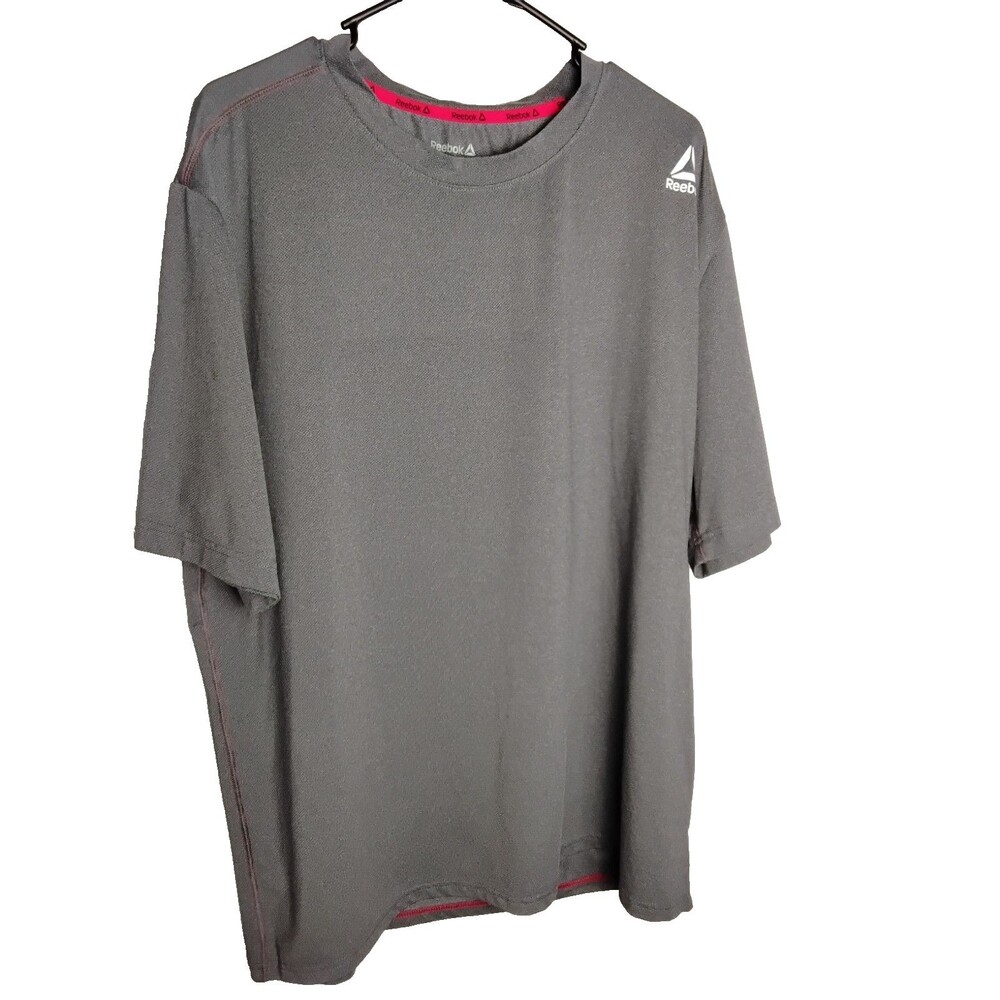 Reebok  Gray Shirt Mens XL Black Crewneck Athletic Performance dri fit shirt
